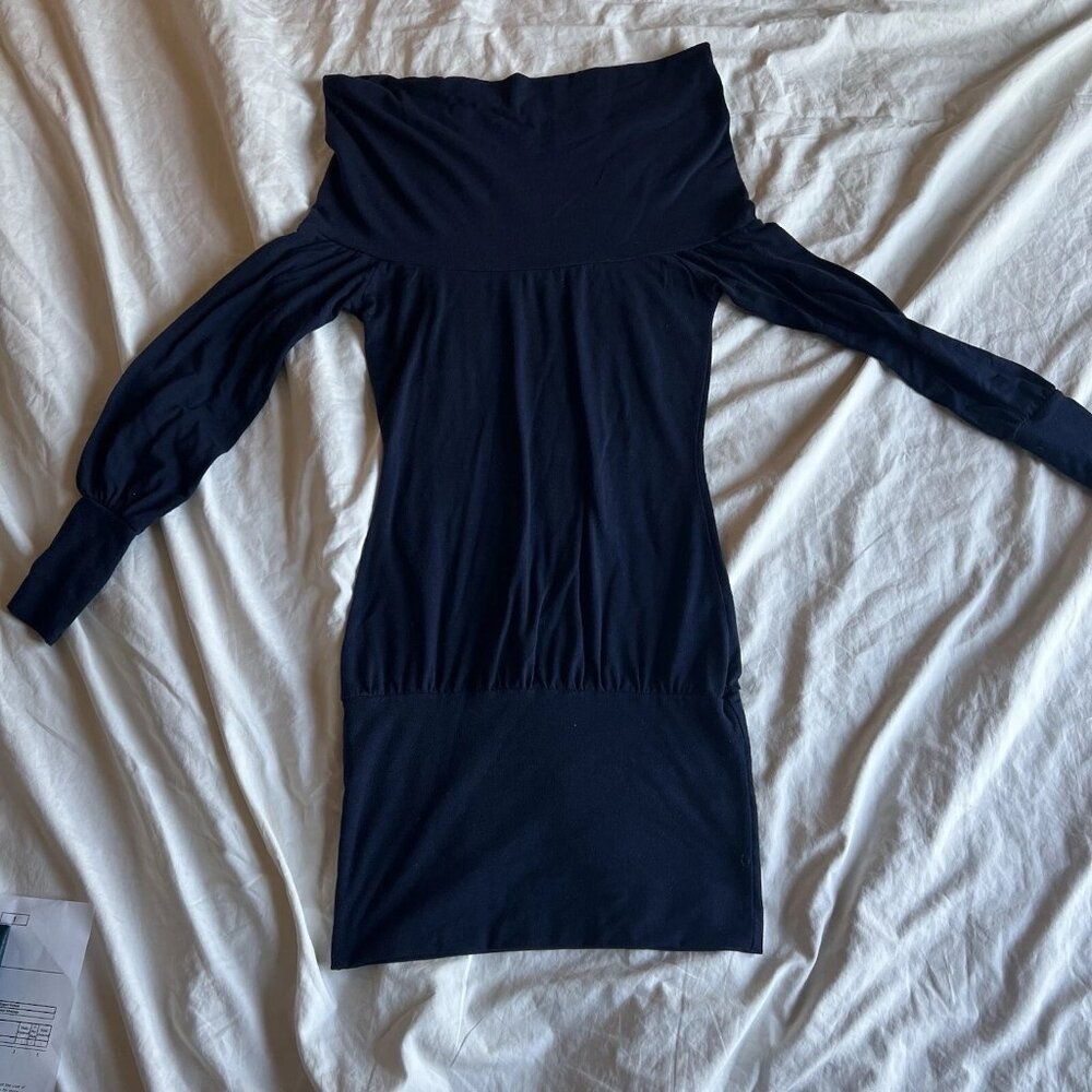 Original L.A. Movers Est. 1984 Cowl Neck Off Shoulder Blue Dress XS VINTAGE
